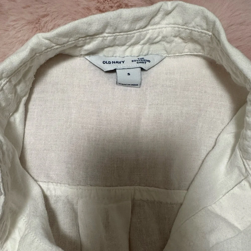 Old Navy Linen Off White Button-Down Shirt - Picture 3 of 3